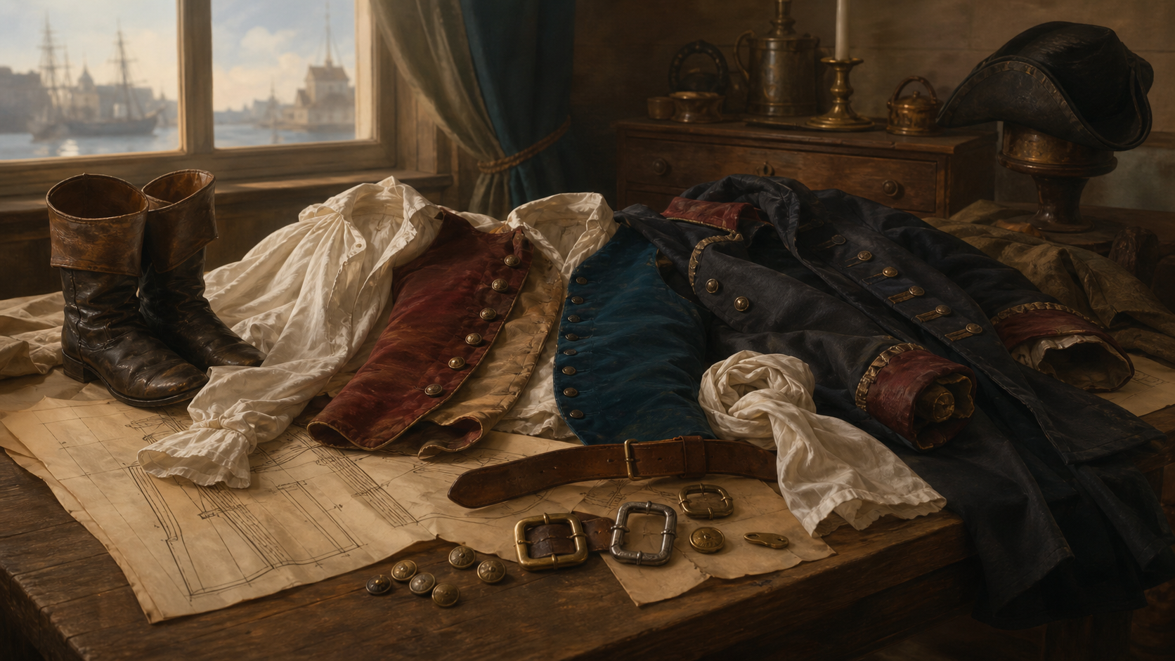 Pirate attire introduction with clothing and gear.