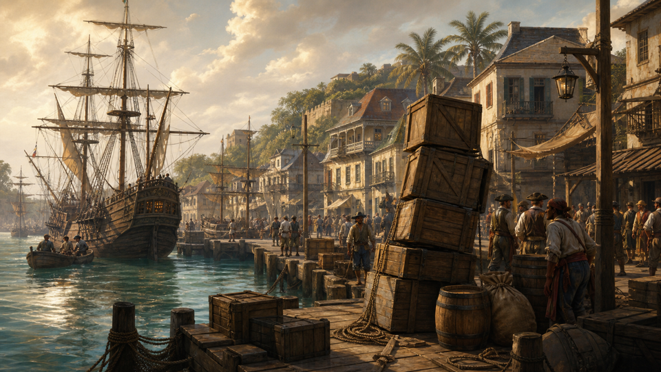 Port Royal harbor in pirate history