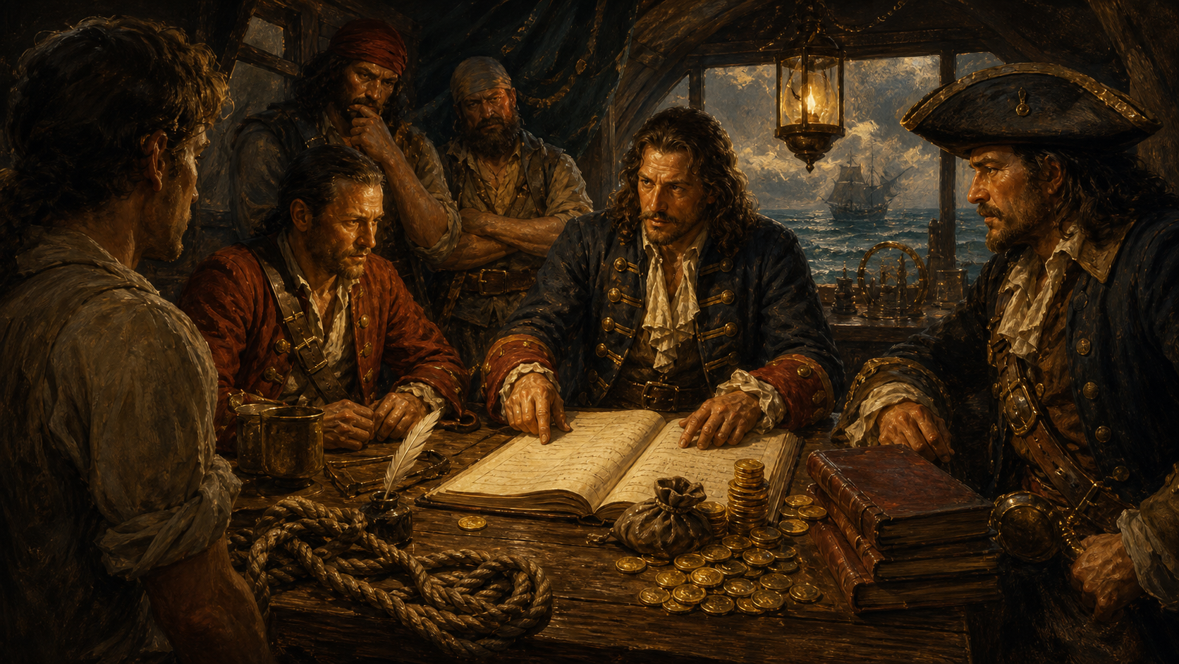 Pirate punishment and doubloons.