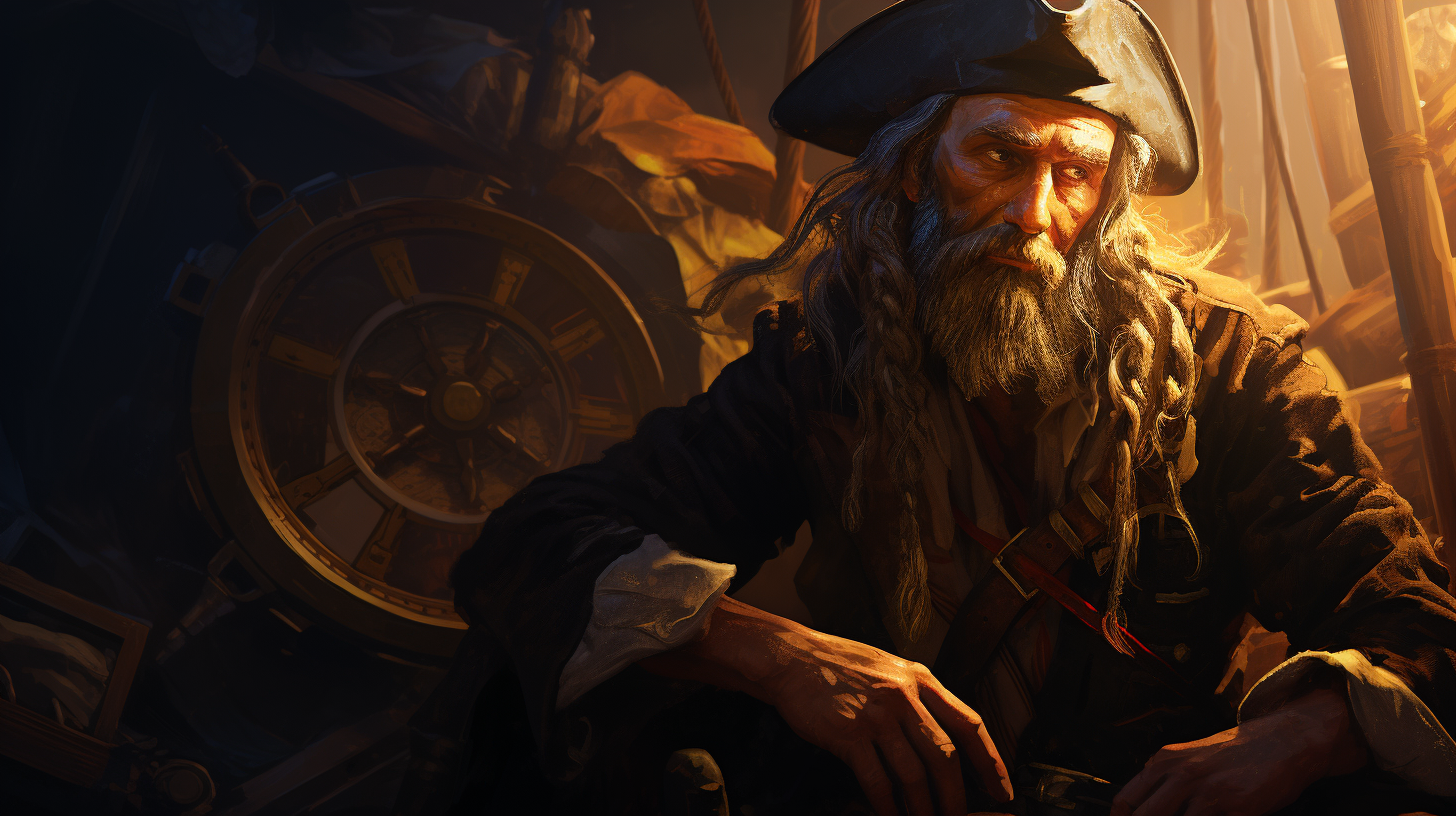 Pirate life at sea and land illustration