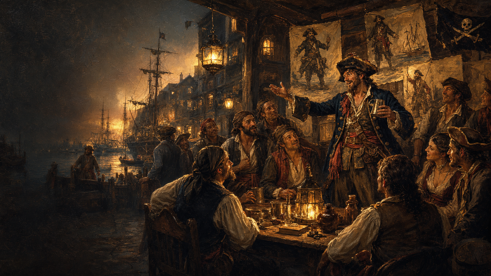 Oil painting of piracy in culture and society